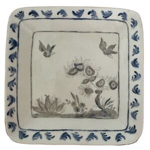 ARABIA Finland Artist S Sindholm Birds Flowers Square Dish Hand painted 1964